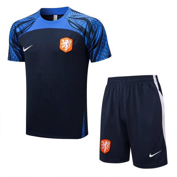 Camiseta Entrenamiento Países Bajos Conjunto Completo 2022/2023 Negro Azul